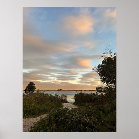 Affiche de photo de coucher de soleil sur l'étang (Devant)