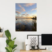 Affiche de photo de coucher de soleil sur l'étang (Bureau à domicile)