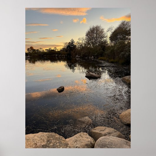 Affiche de photo de coucher de soleil sur l'étang (Devant)