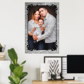 Affiche de photo de famille avec bordure de script (Bureau à domicile)