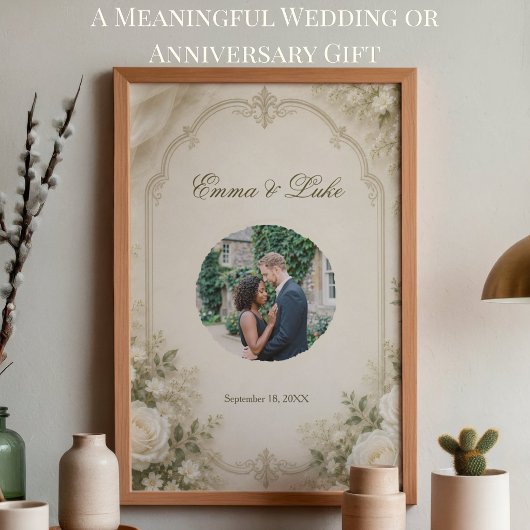 Affiche de photo de mariage personnalisée | Floral