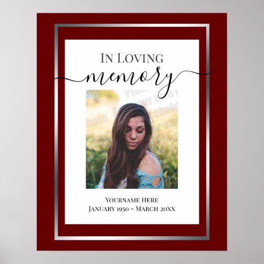 Affiche de photo simple à la mémoire de (Devant)