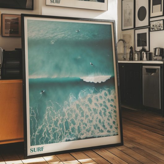 Affiche de photographie aérienne de surf sur l'océ