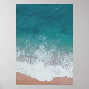 Affiche de photographie de l'océan aux vagues bleu