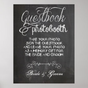 Affiche de photomaton de mariage sur tableau noir