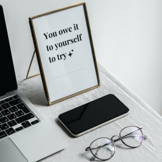 Affiche de phrase inspirante en noir et blanc