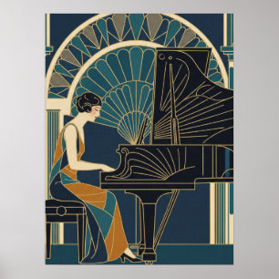Affiche de piano Art Déco