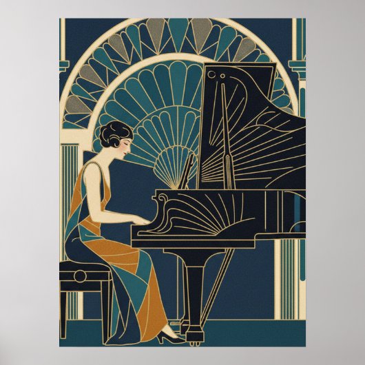 Affiche de piano Art Déco (Devant)