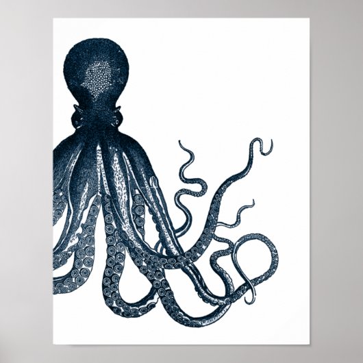 Affiche de pieuvre moderne bleue (Devant)