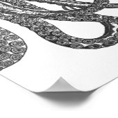 Affiche de pieuvre moderne noir et blanc (Coin)