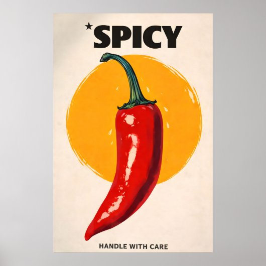 Affiche de piment fort, Art mural de cuisine rétro (Devant)