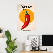 Affiche de piment fort, Art mural de cuisine rétro (Bureau à domicile)