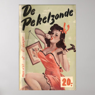Affiche de pin-up fille vintage 1950 & Toile De