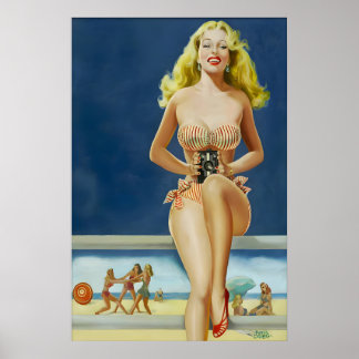 Affiche de pin-up vintage des années 1940 & Toile