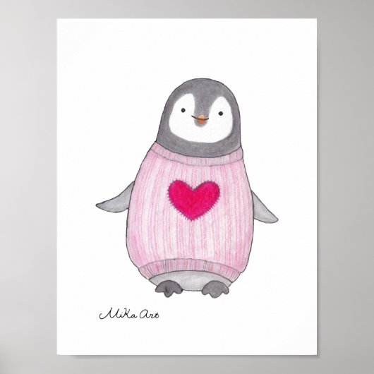 Affiche de pingouin mignon Peinture de pingouin Ar (Devant)