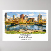 Affiche de Pittsburgh Pennsylvanie, Aquarelle, Sur (Devant)