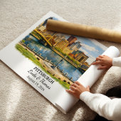 Affiche de Pittsburgh Pennsylvanie, Aquarelle, Sur