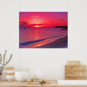 Affiche de plage de coucher de soleil tropical (Cuisine)