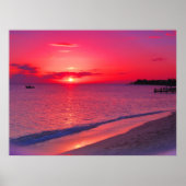 Affiche de plage de coucher de soleil tropical (Devant)