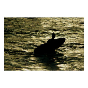 Affiche de plage de l'heure dorée de Bali Surf