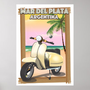 Affiche de plage de Mar del Plata Argentine