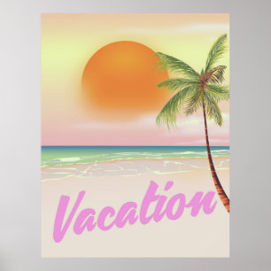 Affiche de plage de vacances vintage 1980