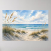 Affiche de plage d'herbe côtière | Horizon Bleu (Devant)