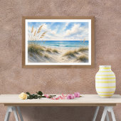 Affiche de plage d'herbe côtière | Horizon Bleu