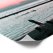 Affiche de plage Hawaï ciel rose et aqua (Coin)