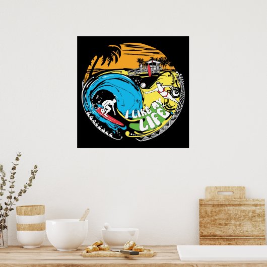 Affiche de plage "J'aime MA vie" (Cuisine)