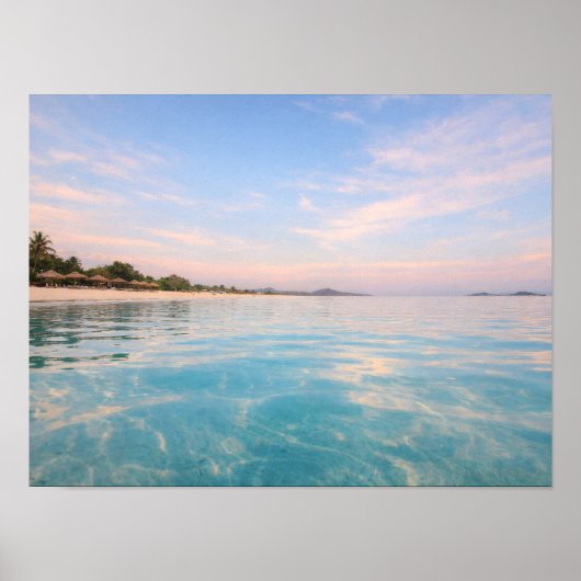 Affiche de plage turquoise tropicale - Coucher de (Devant)