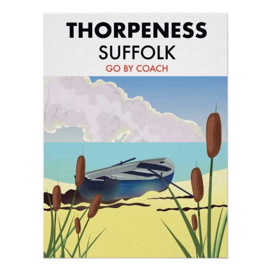 Affiche de plage vintage de Thorpeness Suffolk. (Devant)