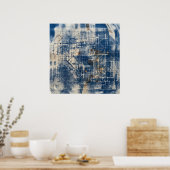 Affiche de plan architectural bleu (Cuisine)