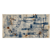 Affiche de plan architectural vintage