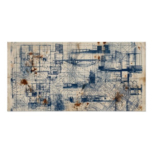 Affiche de plan architectural vintage (Devant)