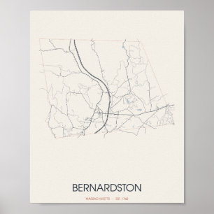 Affiche de plan de rue de Bernardston Massachusett