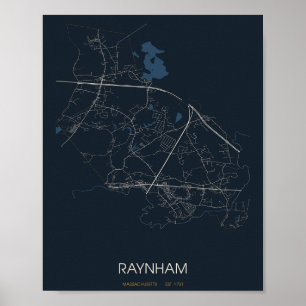 Affiche de plan de rue de Raynham Massachusetts (N