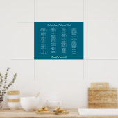 Affiche de plan de salle alphabétique turquoise (Cuisine)