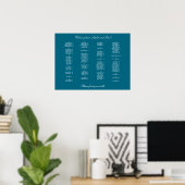 Affiche de plan de salle alphabétique turquoise (Bureau à domicile)