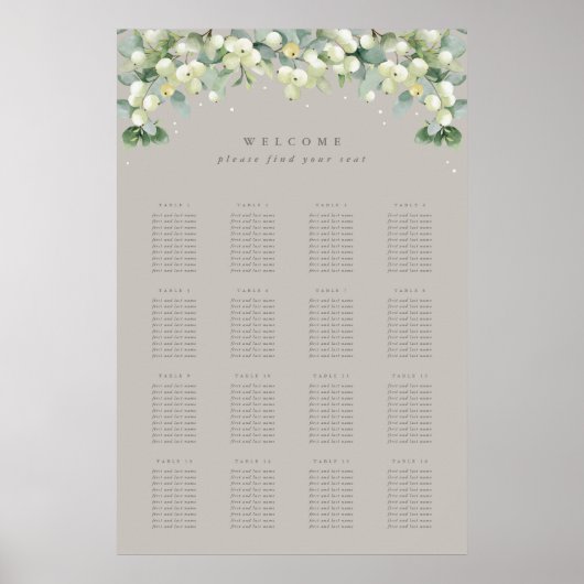 Affiche de plan de table 24x36" Greige 16 tables d (Devant)