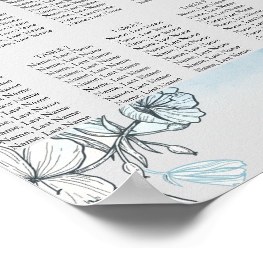 Affiche de plan de table à l'aquarelle pour 10 tab (Coin)