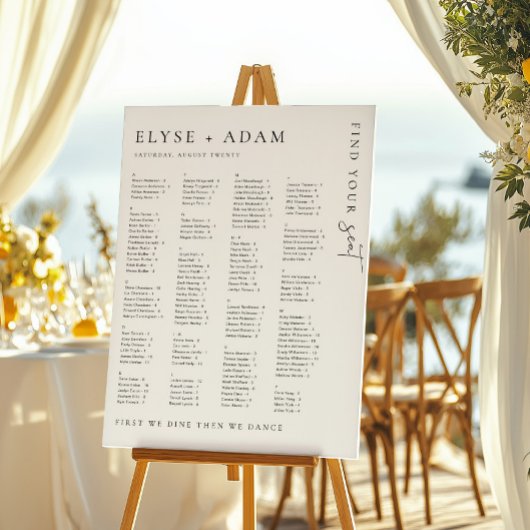 Affiche de plan de table alphabétique moderne mini