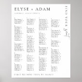Affiche de plan de table alphabétique moderne mini (Devant)
