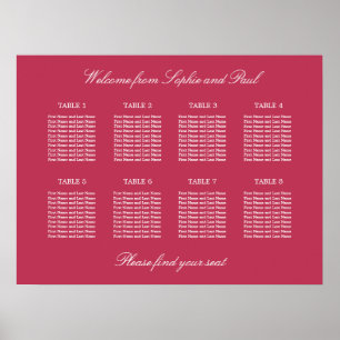 Affiche de plan de table Carmine Magenta 8