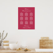 Affiche de plan de table Carmine Magenta 9 (Cuisine)