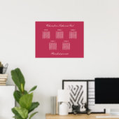 Affiche de plan de table Carmine Magenta Red 5 (Bureau à domicile)