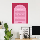 Affiche de plan de table de 12 places Arc Magenta  (Bureau à domicile)