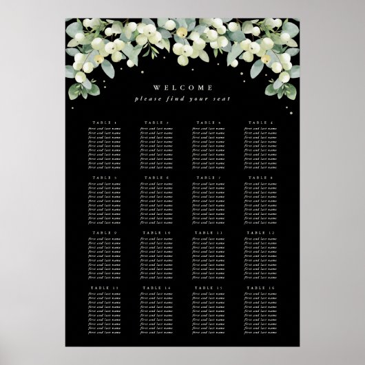 Affiche de plan de table de 20x28" 16 tables de 10 (Devant)