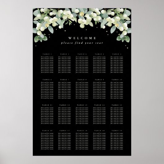 Affiche de plan de table de 24x36" 20 tables de 10 (Devant)