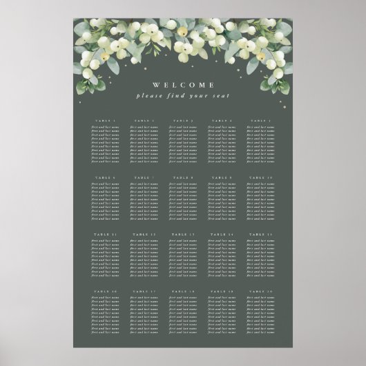 Affiche de plan de table de 24x36" 20 tables de 10 (Devant)